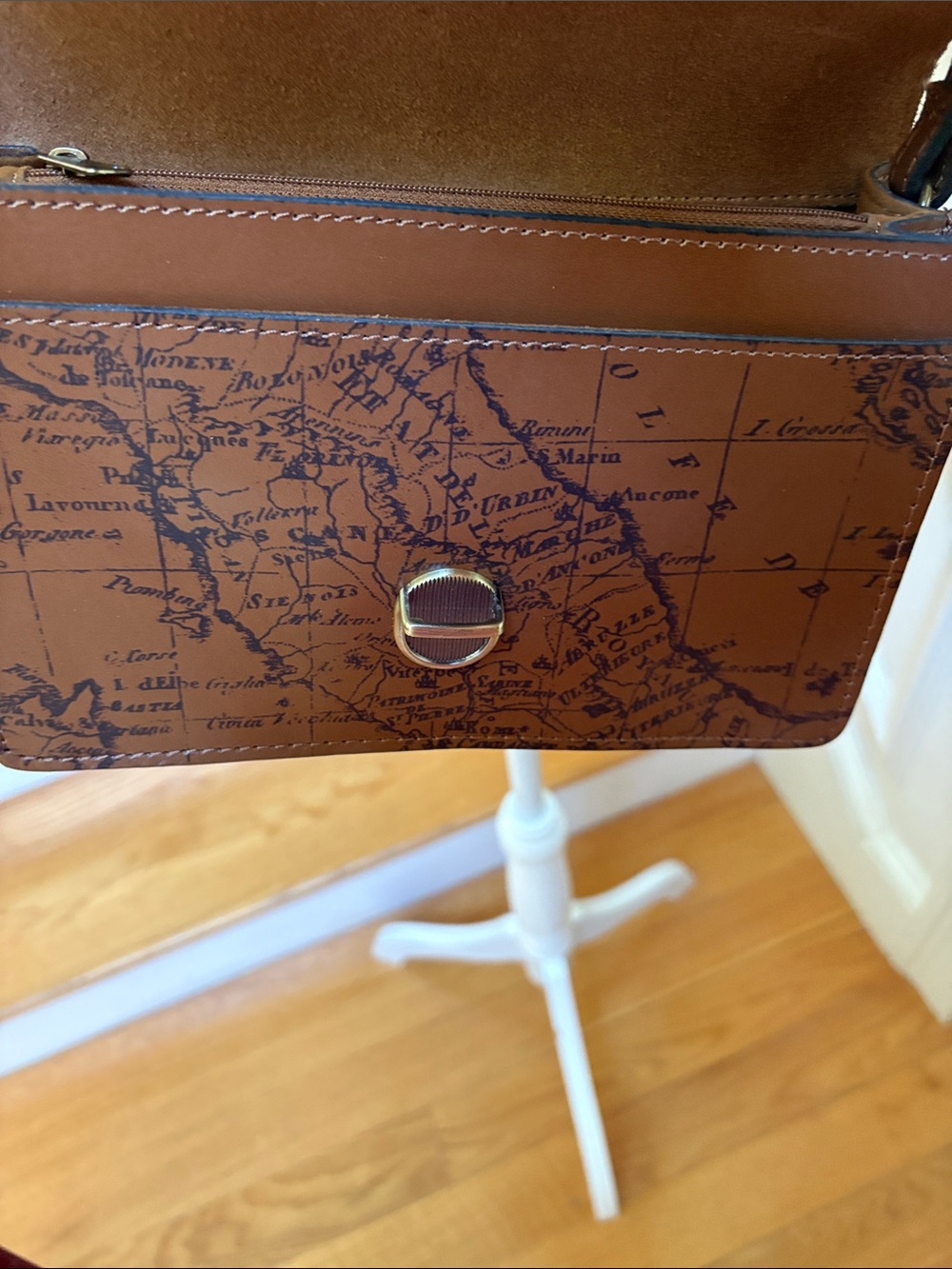 Patricia Nash Tan Brown Map-Print Leather Messenger Crossbody - Picture 8 of 8